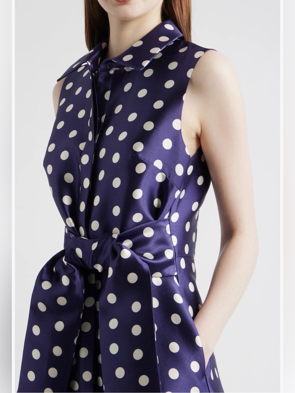 JULIA JORDAN SLEEVELESS POLKA DOT MAXI DRESS COLOR NAVY SIZE 6 NWT - Picture 10 of 13